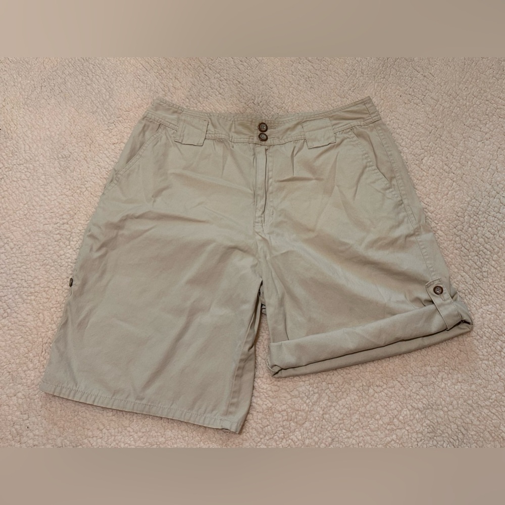 White Stage ladies 14 tan adjustable leg shorts outdoors camping hiking fun